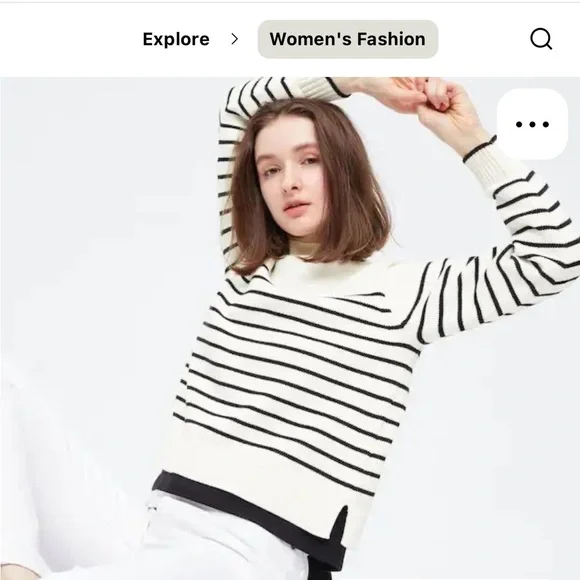 Uniqlo Sweaters Uniqlo Black And White Striped Mock Neck